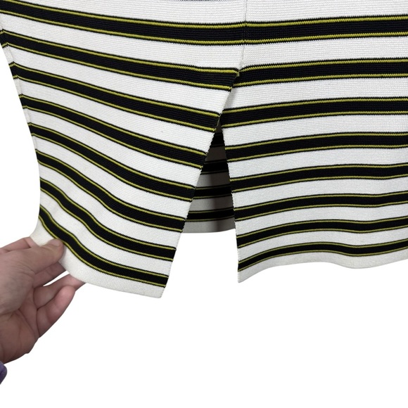 A.L.C. Marilyn Striped Knit Bodycon Knee-Length Skirt in Black/White/Yellow S - Picture 10 of 13